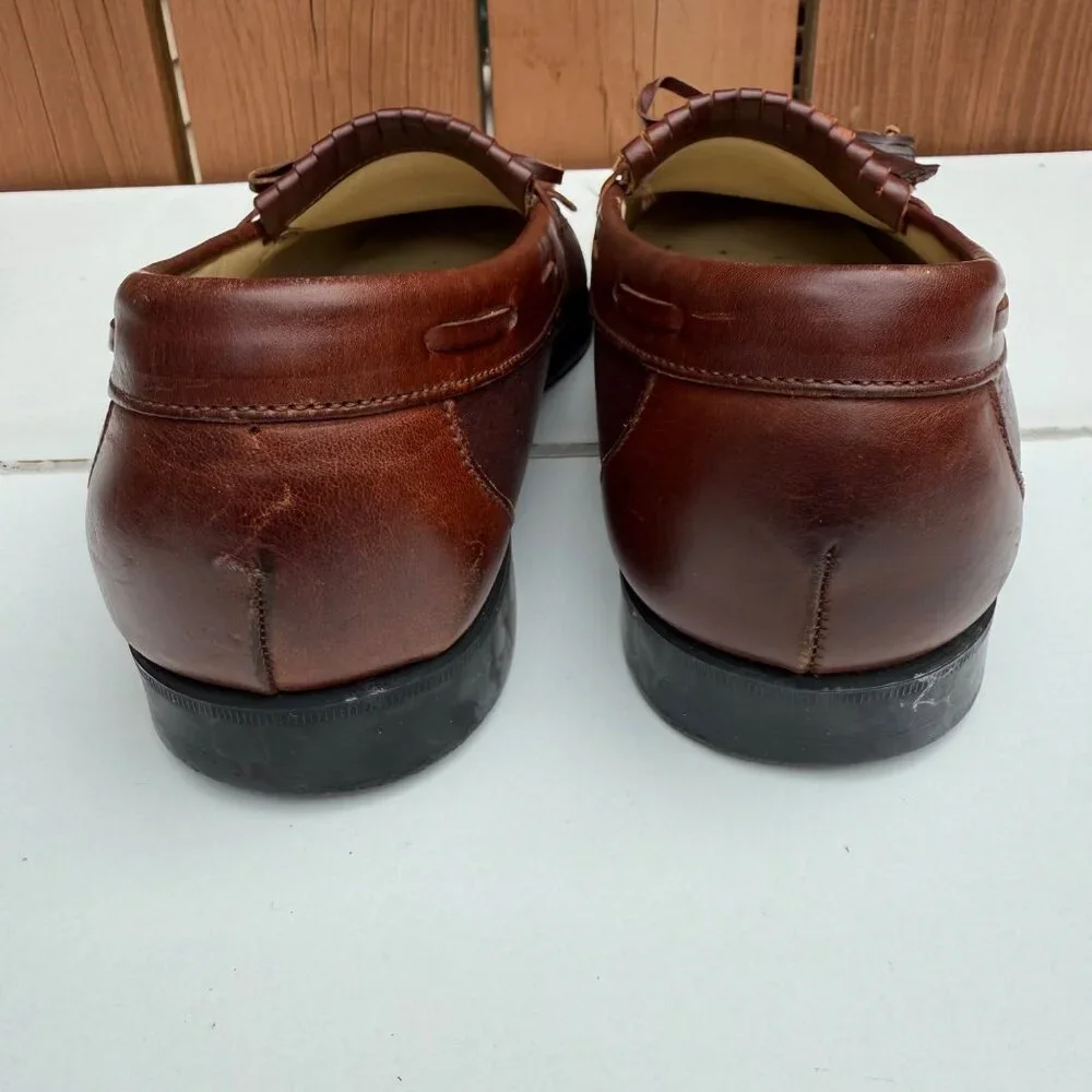 Brown Dexter Men's Leather Loafers with Tassels Size 9M - Picture 3 of 9